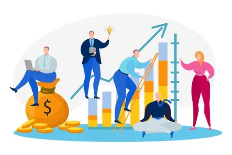Group people develop business strategy, creative teamwork, vector illustration Stock Illustration