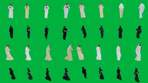 A group of people in different poses on green screen and standing front black Vídeos de archivo 333002643