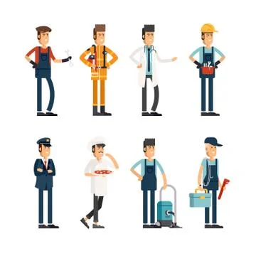 Group of people of different professions Stock Illustration