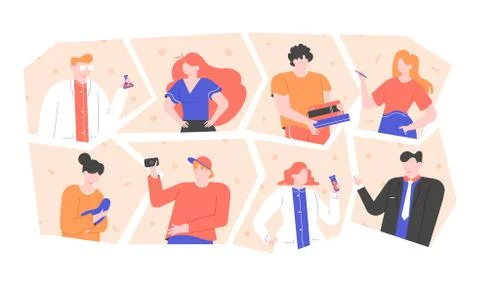 A group of people of different professions. Stockillustratie