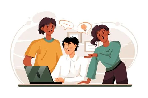 Group of people discuss the idea 스톡 일러스트