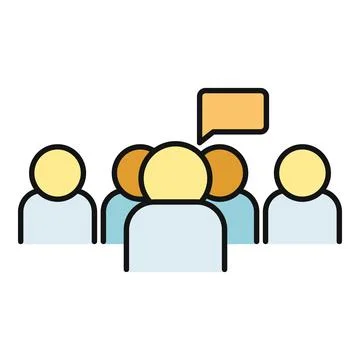 Group of people discussing a topic speaking Illustration