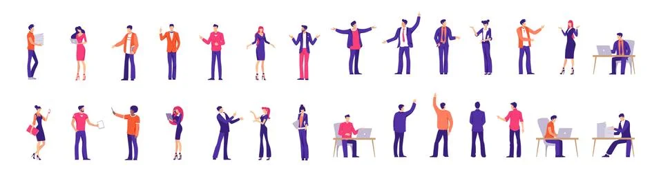 A group of people doing different things in the office. Stock Illustration