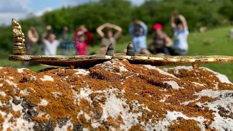 Group of people doing yoga Stock Footage 196440561