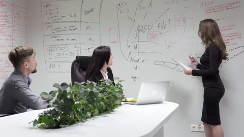 Group of people during brainstorming in office Video stock 80844028