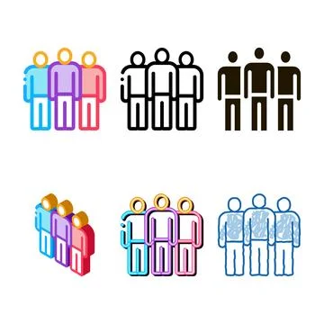 Group of people edition icon vector outline 스톡 일러스트