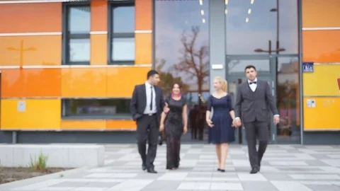 A group of people in evening clothes Stock Footage 76193963