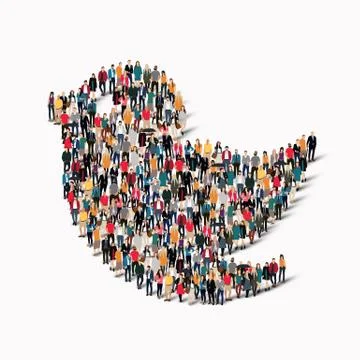 Group  people  form  bird. Stock Illustration