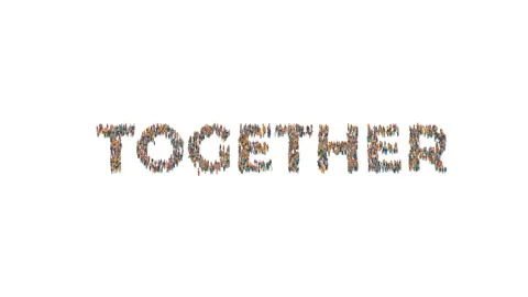 Group Of People Forming TOGETHER Word on a White Background. Stock Footage 196149504