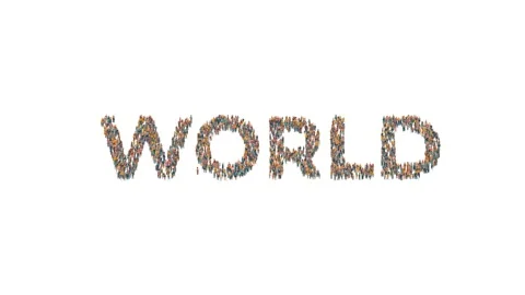 Group Of People Forming WORLD Word on a White Background. Stock Footage 196149589