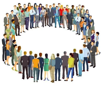A group of people forms a circle, illustration Stock Illustration