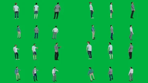 A group of people on green screen and standing in line walking together Vídeos de archivo 333002803