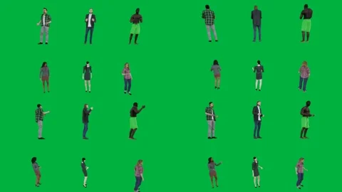 A group of people on green screen and standing together animated chromakey Vídeos de archivo 333002902