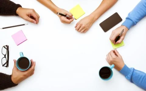 Group of people hands table work space concept 스톡 사진