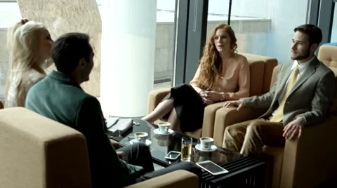 Group of people having a chat at a cafe. Stock Footage 61157791