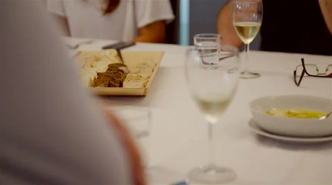 A group of people having a gourmet dinner: appetizer. 스톡 동영상 62471384