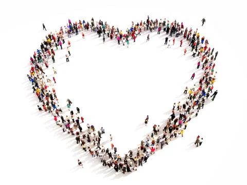 Group of people hearts Stock Illustration