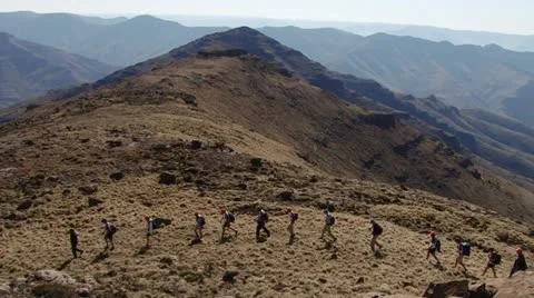 A group of people hiking. Stock Footage 12265265