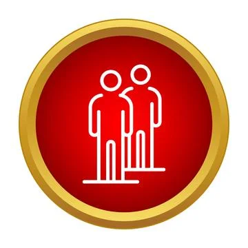 Group of people icon on red button Stock Illustration
