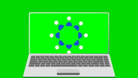 Group of people icon rotating on laptop screen over green backdrop 4K 스톡 동영상 339029365