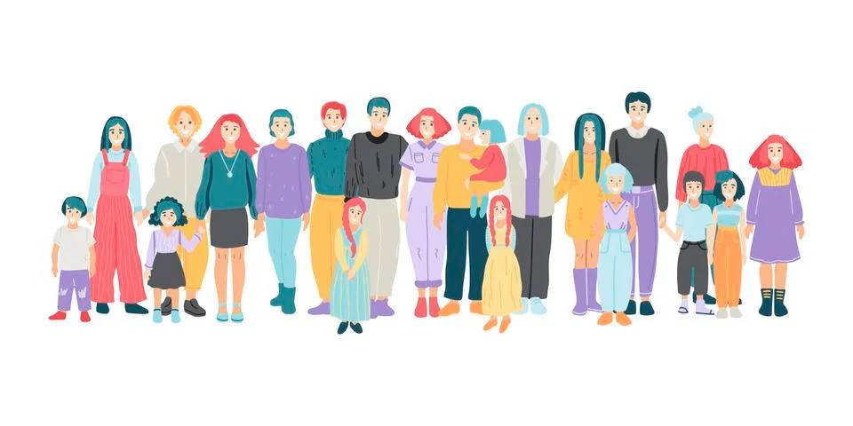 Group of people isolated on white. Vector illustration Illustrazione stock