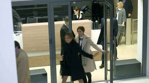 Group of people leave the office rooms Stock Footage 85052124