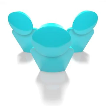 Group of people in light blue, 3D rendered Stock Illustration