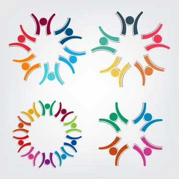 Group people logo in a circle.Persons teamwork holding Stock Illustration