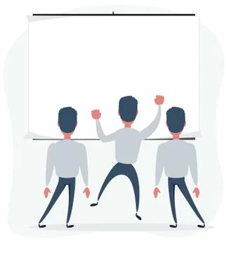 A group of people looking at an empty ad board or painting. Stock Illustration