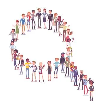 Group of people making magnifier shape Stock Illustration