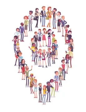 Group of people making map pin shape Stock Illustration
