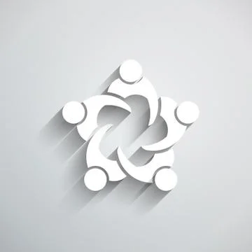 Group of People meeting in circle. 3D paper style Stock Illustration