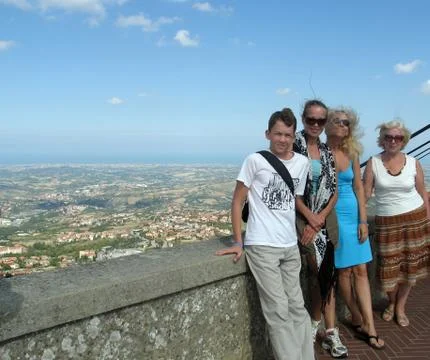 Group of people on the observation deck Stock Photos