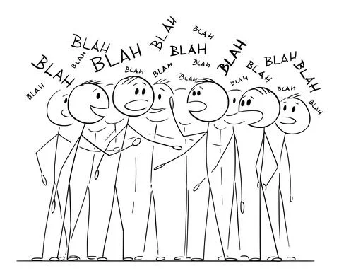 Group of People or Crowd Is Talking, Speaking or Chattering with Word Blah Stock Illustration