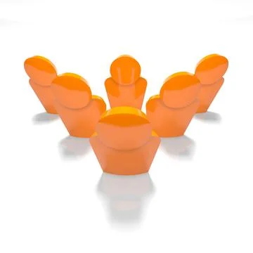 Group of people in orange, 3D rendered Stock Illustration