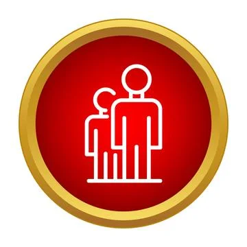 Group of people outline icon on red button Stock Illustration