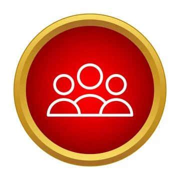 Group of people outline icon in red button Stock Illustration