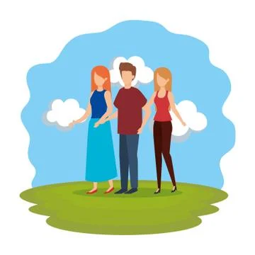 Group of people in the park Ilustração Stock