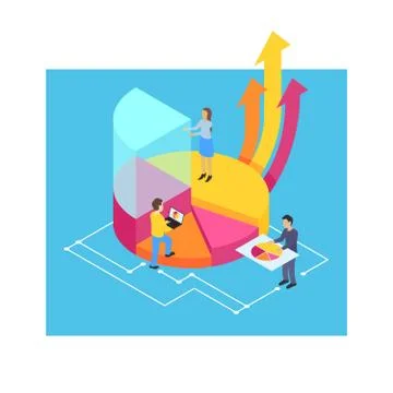 Group of people perform data analysis - isometric Illustrazione stock