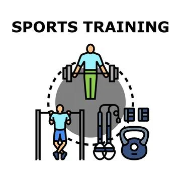Group of people performing various strength training exercises Stock Illustration
