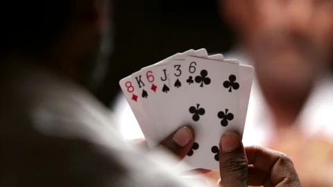 Group of people playing cards Stock Footage 84726906