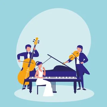 Group of people playing instruments musical Illustrazione stock