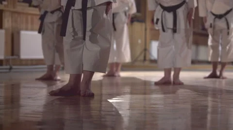 Group of people practicing karate kata,dolly shot Vídeos de archivo 49081995