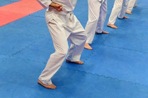 Group of people practicing Taekwondo Stock Photos