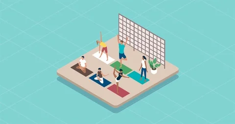 Group of people practicing yoga Stock Footage 118088037