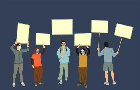 Group of people protesters vector illustration isolated. イラスト素材