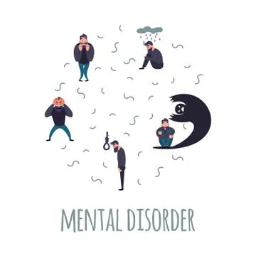 Group of people with psychiatric problem. Stock Illustration