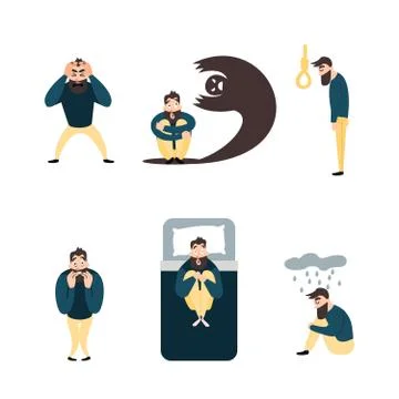 Group of people with psychiatric problem. Stock-Illustration