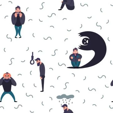 Group of people with psychiatric problem. Stock Illustration