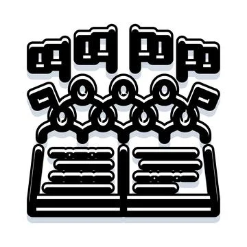 Group of people reading open book learning education Stock Illustration